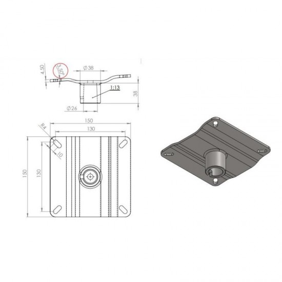 Tugiplaat juuksuritoolile PL-002