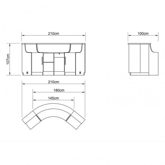 Vastuvõtulaud DIR Janus koos LED-valgustusega
